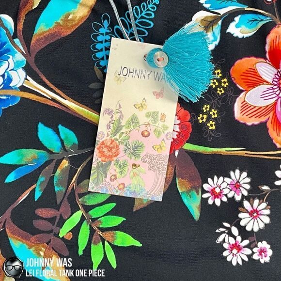 JOHNNY WAS LEI FLORAL TANK ONE PIECE PLUS SIZE 2X SWIMSUIT IN BLACK FLORAL NEW - Picture 11 of 16